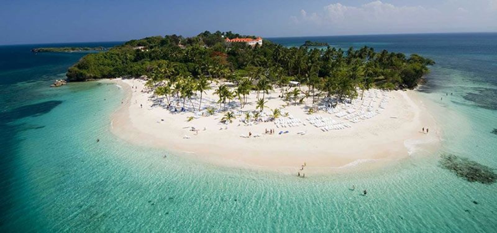 Aerial view of Cayo Levantado, also known as Bacardi Island, in Samana