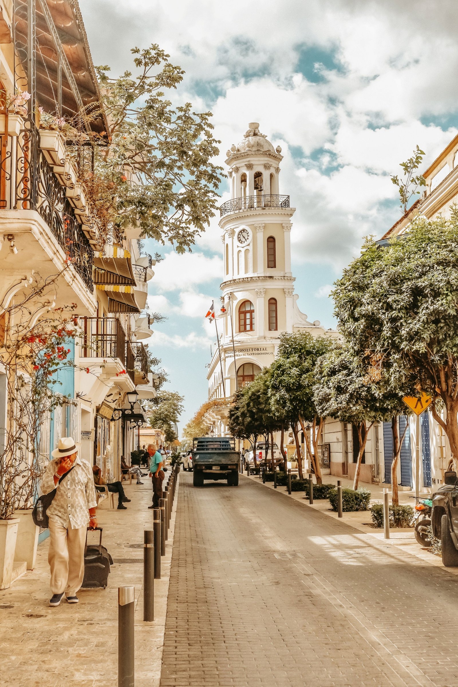 Charming colonial street in Santo Domingo, Dominican Republic